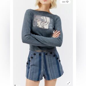 NEW Urban Outfitters BDG Tessa Striped Sailor Short Nautical Navy/White Size 6